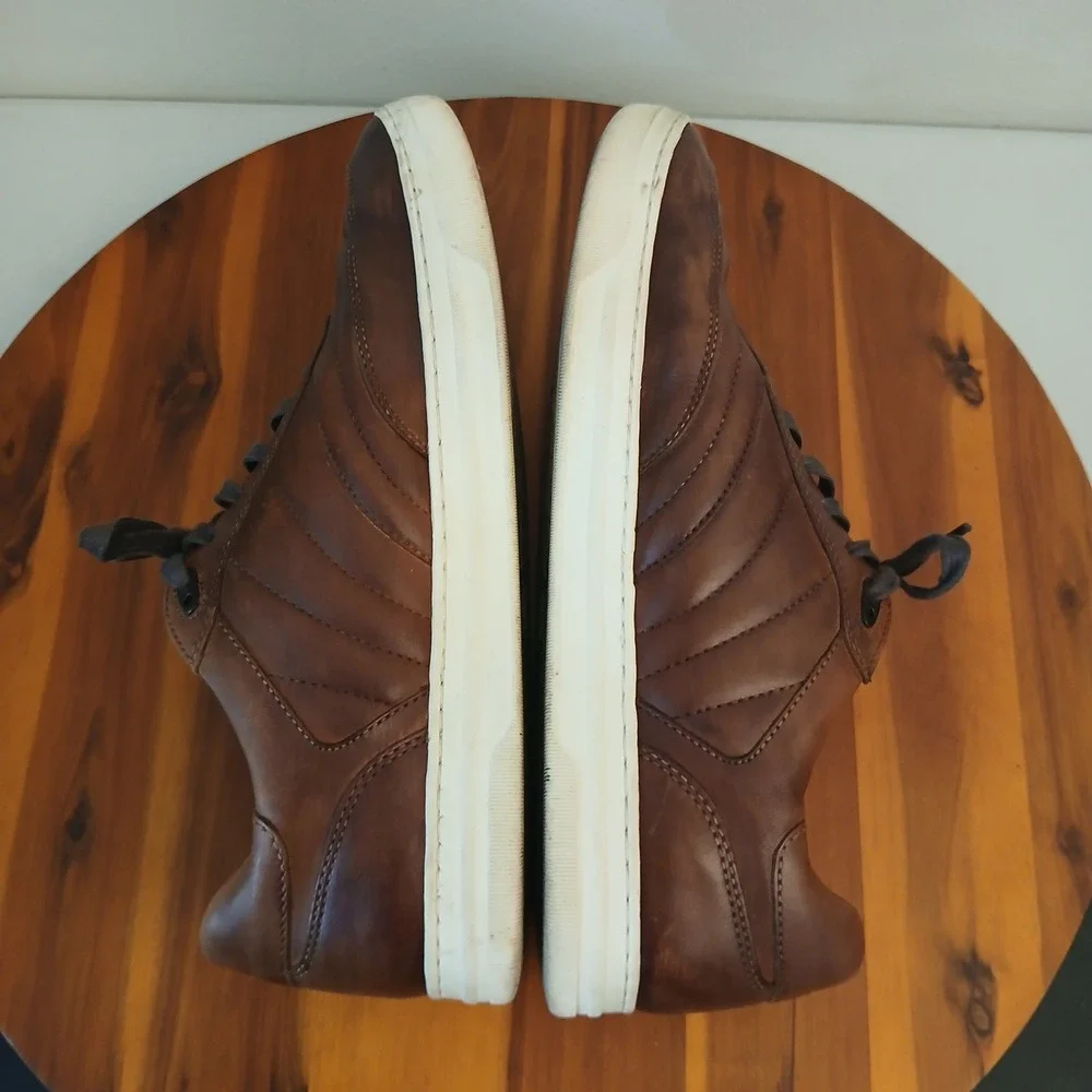 Johnston & Murphy‎ Oxford Sneakers Mens 10M Brown Leather Quilted 25-2662